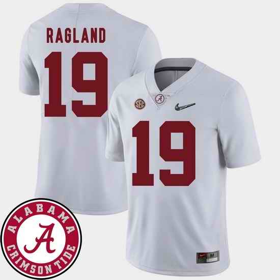 Men Alabama Crimson Tide Reggie Ragland White College Football Sec Patch 2018 Jersey